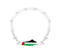 Zircobic Bracciale in stile culturale placcato oro - Con perline turchesi e chiusura regolabile, decorazione bandiera e mappa Palestina, adatto per tutti i giorni