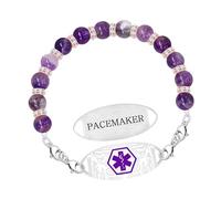 Zircobic Bracciale Medico Elegante Durevole Incisione Laser PACEMAKER｜Perle Viola Regolabili｜Leggero, Confortevole & Impermeabile｜Quotidiano, Sport, Outdoor, Viaggio, Fitness
