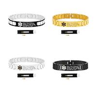Zircobic Bracciale Medico Personalizzato - Incisione Personalizzata su Acciaio Inossidabile Impermeabile, Design Leggero per Ogni Giorno e Attività Esterne
