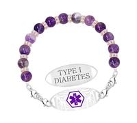 Zircobic Bracciale Medico Viola Regolabile｜Incisione Laser TYPE I DIABETES Acciaio Inox｜Durevole, Leggero & Impermeabile｜Confortevole Quotidiano, Outdoor, Viaggio, Fitness