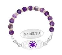 Zircobic Bracciale Medico Viola Regolabile｜Incisione Laser XARELTO Acciaio Inox｜Impermeabile, Leggero & Durevole｜Confortevole Quotidiano, Fitness, Sport, Outdoor, Viaggio