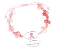 Zircobic Bracciale Quarzo Rosa a Cuore Incisione Laser Unbreakable Soul - Gioiello Ispirazionale Consapevolezza Cancro al Seno, Comodo, Leggero, Impermeabile, Quotidiano & Fitness