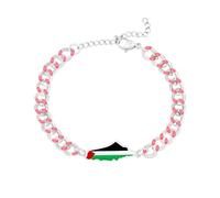Zircobic Bracciale Smaltato con Mappa della Palestina - Catena regolabile in acciaio inox nei colori rosso, verde e nero, gioiello simbolico unisex