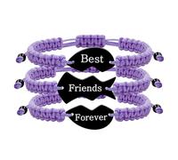 Zircobic Braccialetti Personalizzati Incisi al Laser in Acciaio Inox, Set Puzzle 3 pezzi a Forma di Cuore, Braccialetti con Pendente Personalizzato, Gioielli di Amicizia Unici