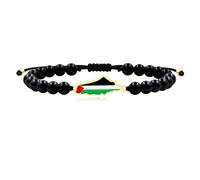 Zircobic Braccialetto Onice Nero Fatto A Mano | Braccialetti Drapeau Medio Orientale In Acciaio Inossidabile| Braccialetto Amore Pace Resistenza Colori Culturali Etnici | Supporto Gaza YA5213