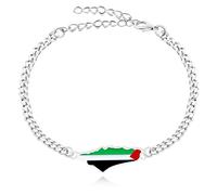 Zircobic Braccialetto Palestinese Save Gaza | Catena in acciaio inossidabile stile bohémien della Palestina | Braccialetto portafortuna per la pace per i palestinesi | YA5031, Medium, Acciaio