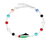 Zircobic, Braccialetto personalizzato fatto a mano, Bandiera della Palestina, Gioielli religiosi musulmani preghiera Gaza diritti civili, Perline colorate, Eredità etnica culturale.