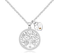 Zircobic Collana in acciaio inox con ciondolo a forma di albero della vita, con albero genealogico, albero della vita, simbolo della fede scrittura, per uomini e donne, YA4612, Family Tree of Life