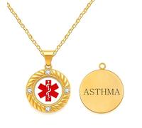Zircobic Collana Medica Asma Regolabile - Pendente in Acciaio Inciso, Confortevole e Unisex per Vita Attiva