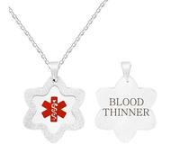 Zircobic Collana Medica con Stella Bianca ANTICOAGULANTE - Pendente Rosso Smaltato, Catena Ipoallergenica in Acciaio Inox per Donna, Resistente e Impermeabile per Uso Quotidiano e Sport