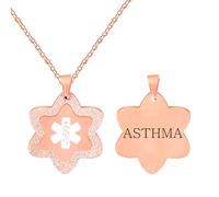 Zircobic Collana Medica Donna - Ciondolo Stella con Brillantini Inciso ASMA, Impermeabile, Ipoallergenico, Ideale per Fitness, Viaggi e Attività all’Aperto