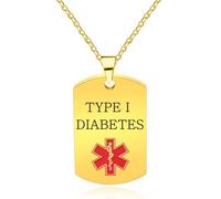 Zircobic Collana Medica Personalizzata - Pendente di Allerta Medica in Acciaio Inossidabile Impermeabile per Uso Quotidiano e Attività all'Aperto