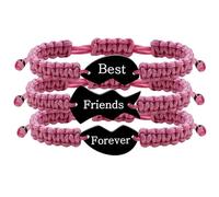 Zircobic Set di Gioielli Puzzle Incisi al Laser Migliori Amici per Sempre 3 pezzi, Braccialetti Regolabili con Charms a Cuore, Gioielli di Amicizia Lilla Comodi ed Eleganti