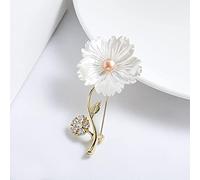 Zircon Brooch Pin for Women's Gold Flower Brooch Clothes Scarf Buckle Garment Accessories Fashion Jewelry Pearl Pin Gifts (Gold)
