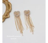 Zircon Inlaid Five Petal Flower Earrings For Women Tassel Long Earrings Wedding Jewelry