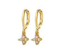 Zircon Short Earrings Personality Cold Wind Geometric Flower Earrings With Four Ear Buckle Orecchino Cartilagine Orecchio (B, A)