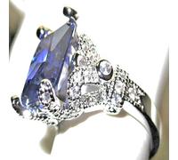 Zirconi Anello Tanzanite Oro Bianco Cuscino Desperate Casalinga Argento 6 8 9 10