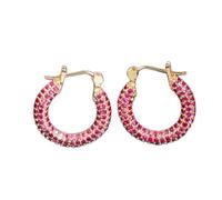 Zirconi eleganti rotondi color oro blu verde zircone cubico piccolo cerchio for gioielli di moda da donna(Red)