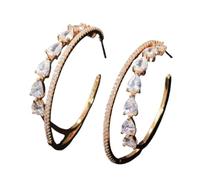 Zirconi glitterati di lusso color oro bianco Cz Zirconia cristallo grande cerchio doppio for gioielli moda da donna