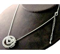 Zirconia Cubica Ciondolo a Cuore Cerchio Argento Slide Collana Oro Bianco