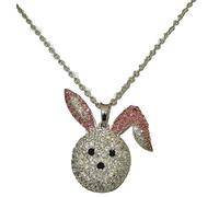 Zirconia Cubica Coniglio Pendente Argento Oro Bianco Collana 40.6-45.7cm a Pavé