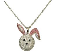 Zirconia Cubica Coniglio Pendente Argento Oro Bianco Collana 40.6-45.7cm Pavè