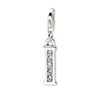 Zirconia Cubica Iniziale la Lettera I Ciondolo .925 Argento Massiccio Click Su