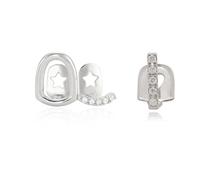 Zirconia cubica traforata dentali Grillzs Set oro argento tono rame base metallo Comfort Fit per il miglioramento della moda odontoiatria gioielli piercing, Set of 2 pieces, come descritto, come
