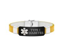Zirconic Bracciale medico di allerta alla moda | Incisione laser personalizzata & QR aggiornabile | Piastra in acciaio inox resistente | Identificazione rapida ID di emergenza（T1D）