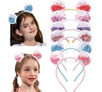 ZIRICHER Cerchietto per capelli con orecchie di orso, per ragazze, trasparente, con paillettes, grazioso cerchietto per capelli con orecchie da gattino, accessorio per feste per bambini, regalo per