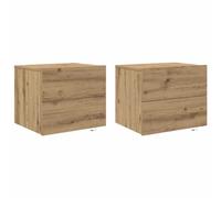 ZIRLANLV Comodino a Parete con Luci a LED, Tavolino, Comodino, Derivati del Legno - 50x39x41 cm, Ideale per la Camera da Letto Moderna (Querce artigianali #16)