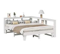 ZIRLANLV Letto Libreria in Legno Massello di Pino, Testiera Regolabile e Contenitore Integrato, Divano Letto Multifunzionale per la Camera dei Bambini o la Camera degli (140 x 200 cm)