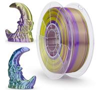 ZIRO PLA Filamento di seta di coestrusione a triplo colore 1,75 mm per stampante 3D e penna 3D, filamento arcobaleno PLA multicolore, 1 kg (2,2 libbre), Verde e blu e viola