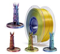 ZIRO PLA Filamento di seta di coestrusione a triplo colore 1,75 mm per stampante 3D e penna 3D, filamento arcobaleno PLA multicolore, 1 kg (2,2 libbre), colore Aurora