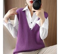 ZIRONG Maglioni Senza Maniche Donna,Gilet Senza Maniche da Donna Maglione Lavorato A Maglia/Misto Lana Viola Maglione Senza Maniche con Scollo A V Profondo/Maglione Interno Primaverile Canotte,XL