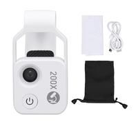Zisemeil Microscopio tascabile per cellulare, 200x, con luce LED, design leggero e maneggevole, per laboratorio ed esterni, 5 V, 1 A (bianco)