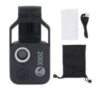 Zisemeil Microscopio tascabile per cellulare, 200x, con luce LED, design leggero e maneggevole, per laboratorio ed esterno, 5 V, 1 A (nero)