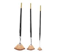 Zisemeil Set di 3 pennelli a ventaglio con setole morbide e durevoli, manico ergonomico per scuola artistica, pennelli a ventaglio in nylon per nail art o pittura del viso in acrilico