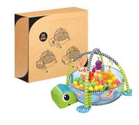 Zisemeil Tappetino da allenamento per neonati, 30 palle colorate, tappetino da gioco per bambini, 5 pezzi, ciondoli rimovibili, effetto animale, per l'educazione precoce dei bambini (tartaruga)