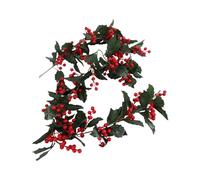 Zisemeil Vite Artificiale in Plastica con Bacche di Agrifoglio, Ghirlanda Natalizia Realistica 175 Cm per la Decorazione Natalizia (Foglia verde 175 centimetri)