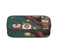 ZISHAK Astuccio portamatite in tessuto Oxford ad alta capacità e con cerniera, con molti gufi sui rami degli alberi, l'ultimo organizer da scrivania per l'ufficio