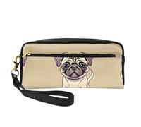 ZISHAK Borsa portatile di trucco della stampa del modello di squali,Design adatto ai viaggi,Versatile Mini sacchetto di trucco, Divertente cartone animato Pug Puppy Dogs, Taglia unica
