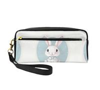 ZISHAK Borsa portatile di trucco della stampa del modello di squali,Design adatto ai viaggi,Versatile Mini sacchetto di trucco, Simpatica stampa coniglio bianco, Taglia unica