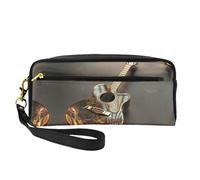 ZISHAK Borsa portatile di trucco della stampa dell'aurora boreale scura,Design adatto ai viaggi,Mini sacchetto di trucco versatile, Bella Chitarra, Taglia unica
