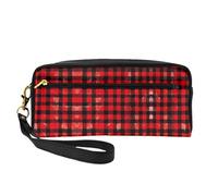 ZISHAK I Love Alpacas Print Portable Makeup Bag,Design adatto ai viaggi,Versatile Mini sacchetto di trucco, Plaid Rosso E Nero, Taglia unica