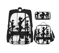 ZISHAK New Love Gymnastics Zaino leggero con stampa borsa termica portapranzo borsa combinata, tre pezzi, zaino da giorno
