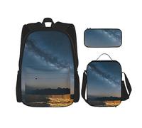ZISHAK Night Sky Sunset zaino leggero stampa astuccio portapranzo borsa termica combinazione tre pezzi, Daypack