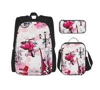 ZISHAK Parigi Torre Eiffel Francia zaino leggero stampa astuccio termico borsa pranzo combinazione tre pezzi, Daypack