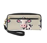 ZISHAK Sacchetto di trucco portatile con stampa coniglio bianco carino,Design adatto ai viaggi,Mini sacchetto di trucco versatile, Simpatica mucca bianca, Taglia unica