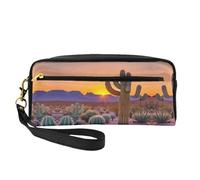 ZISHAK Sacchetto di trucco portatile della stampa delle api del miele,Design adatto ai viaggi,Versatile Mini sacchetto di trucco, Tramonti nel deserto dei cactus, Taglia unica